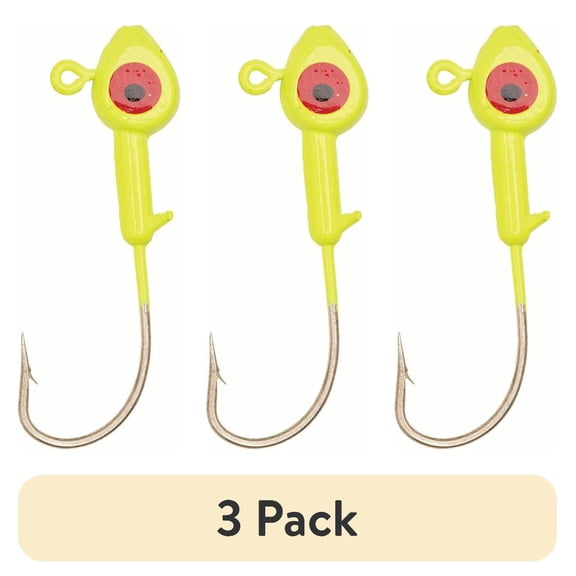 (3 pack) Eagle Claw Saltwater Fish Head Fishing Jig, Assorted, 1/4 oz.