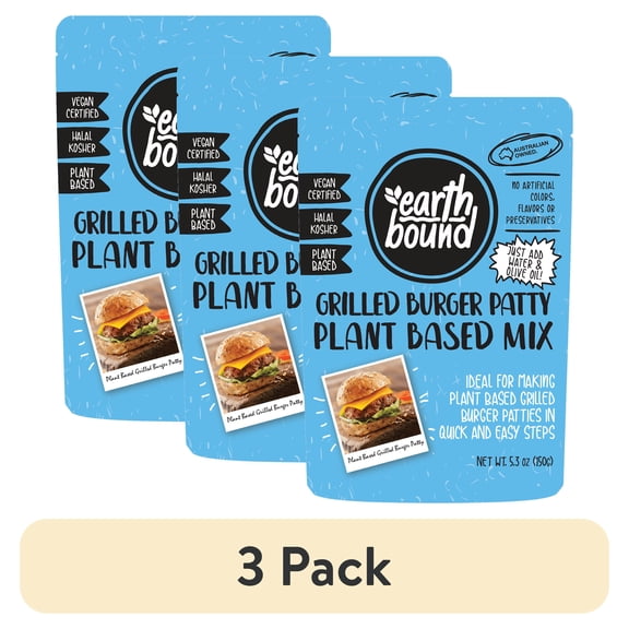 (3 pack) Earth Bound Grilled Burger Plant Based Mix, 5.3 oz