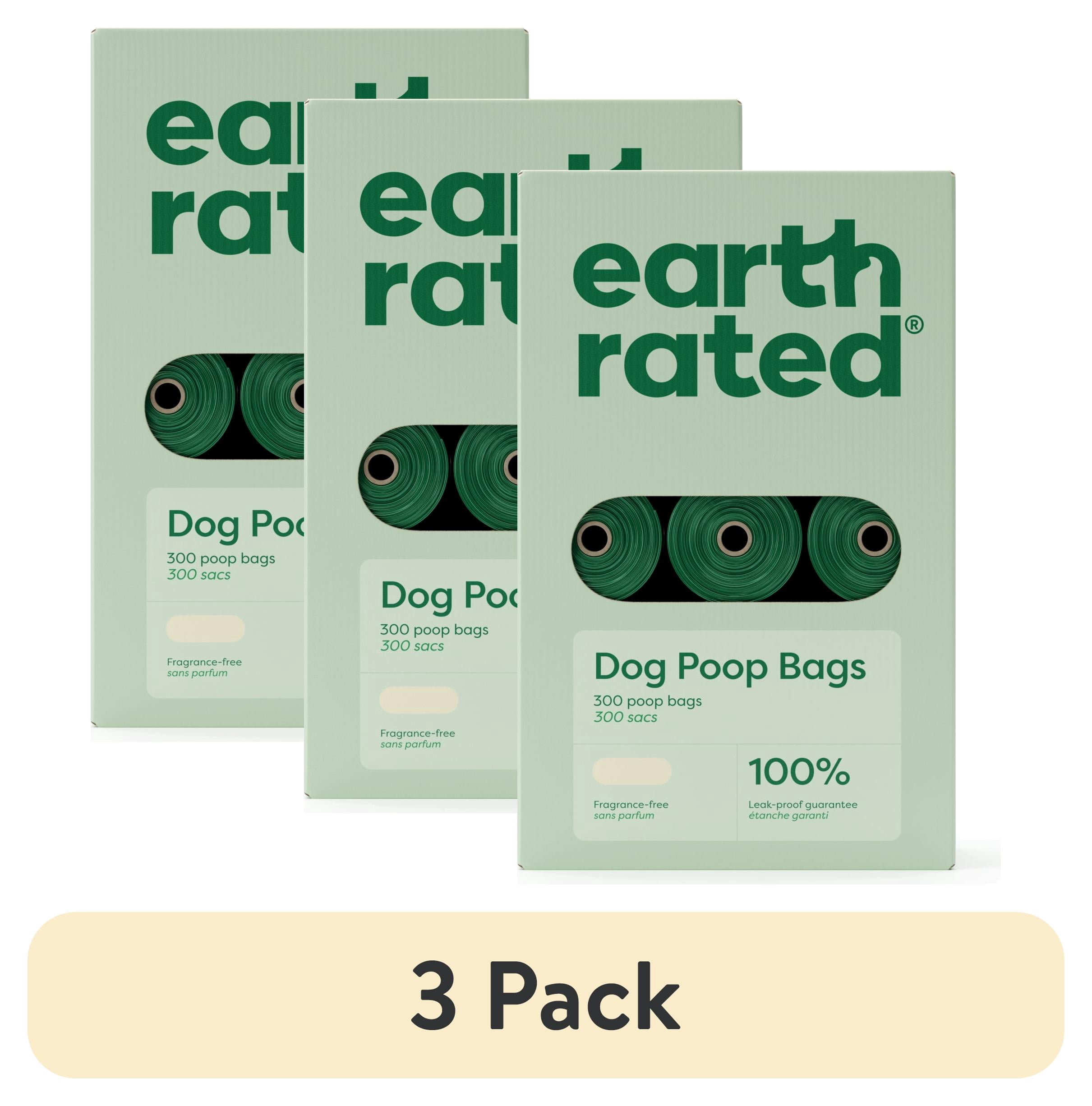 (3 pack) Earth Rated Leak-Proof Dog Poop Bags, Unscented, 300 Count, 15 Refill Rolls