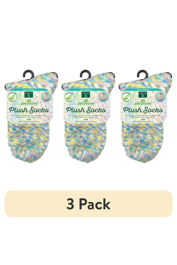 (3 pack) Earth Therapeutics Aloe Socks are Infused with Aloe Vera & Vitamin E; These Super Soft Socks Continually Moisturize Your feet. One Size