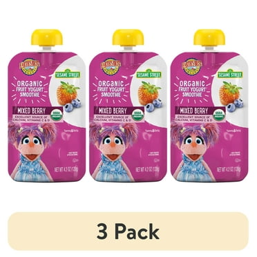 (3 pack) Earth's Best Organic Fruit Yogurt Smoothie Toddler Food, Mixed Berry, 4.2 oz Pouch