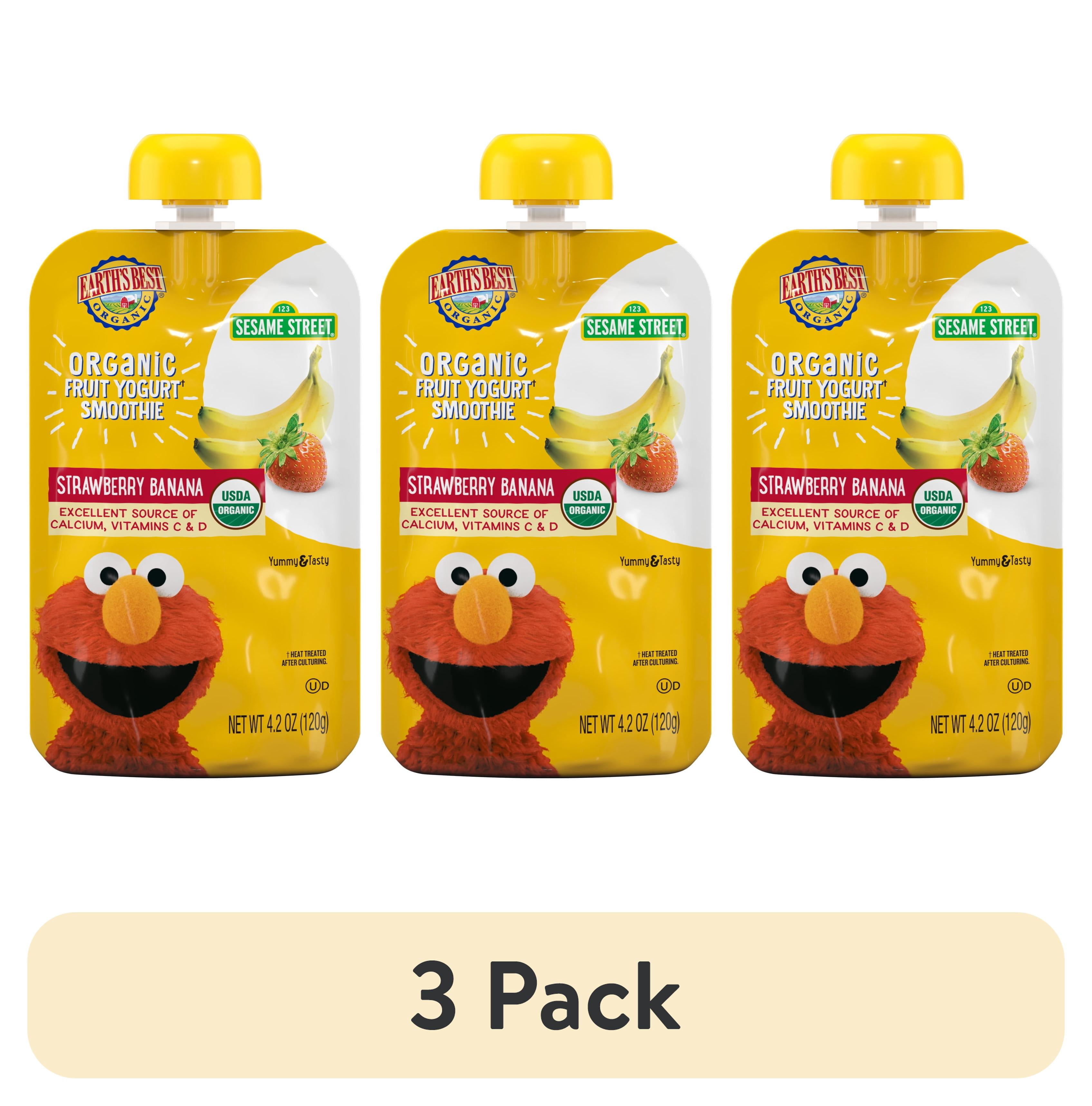 (3 pack) Earth's Best Organic Fruit Yogurt Smoothie Toddler Food, Strawberry Banana, 4.2 oz Pouch