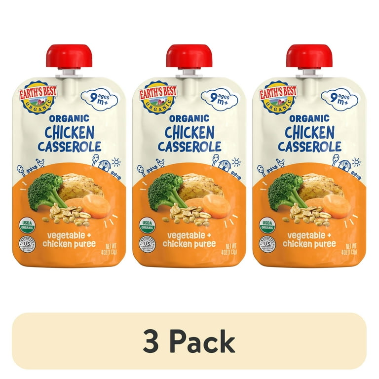 pack) Earth's Best Organic Stage Baby Food, Chicken Casserole