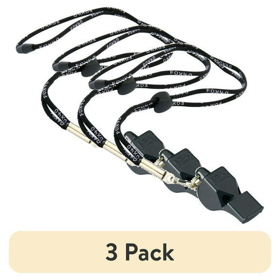 (3 pack) EastPoint Sports Classic Official Whistle with Lanyard - Black, Pea-less Design