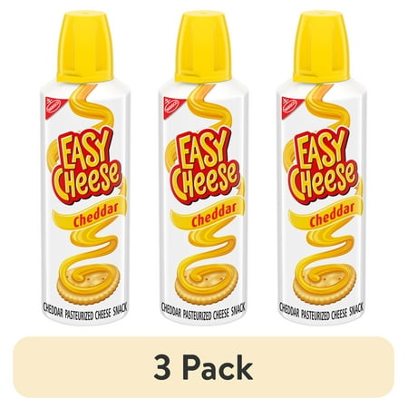(3 pack) Easy Cheese Cheddar Cheese Snack, 8 oz
