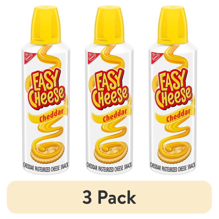3 pack) EASY CHEESE Cheddar Cheese Snack, 8 oz - Walmart.com