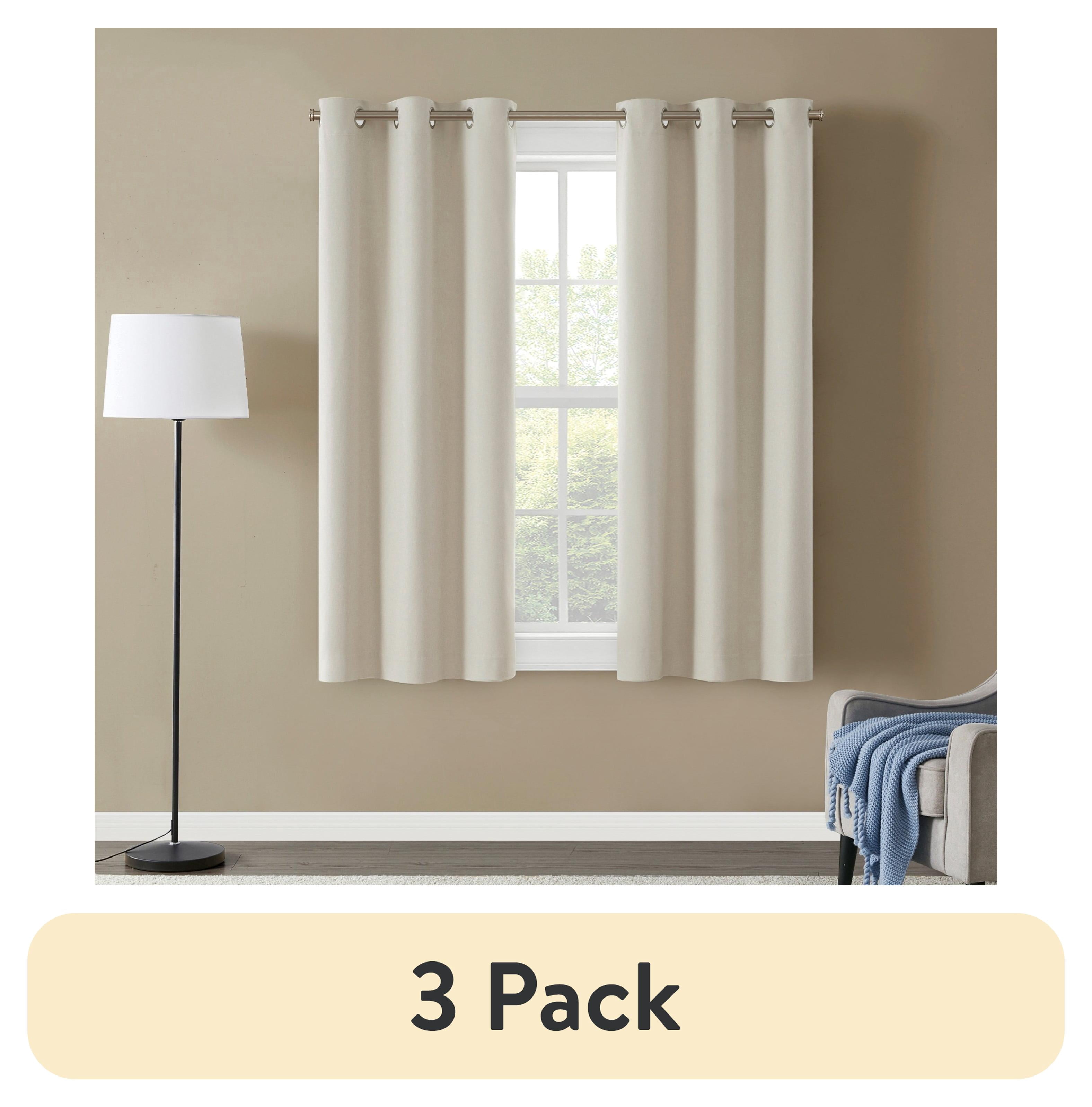 (3 pack) Eclipse Corte Solid Blackout Curtains, Set of 2, 63 Inch Long Blackout Curtains, 37" W x 63" L, Vanilla