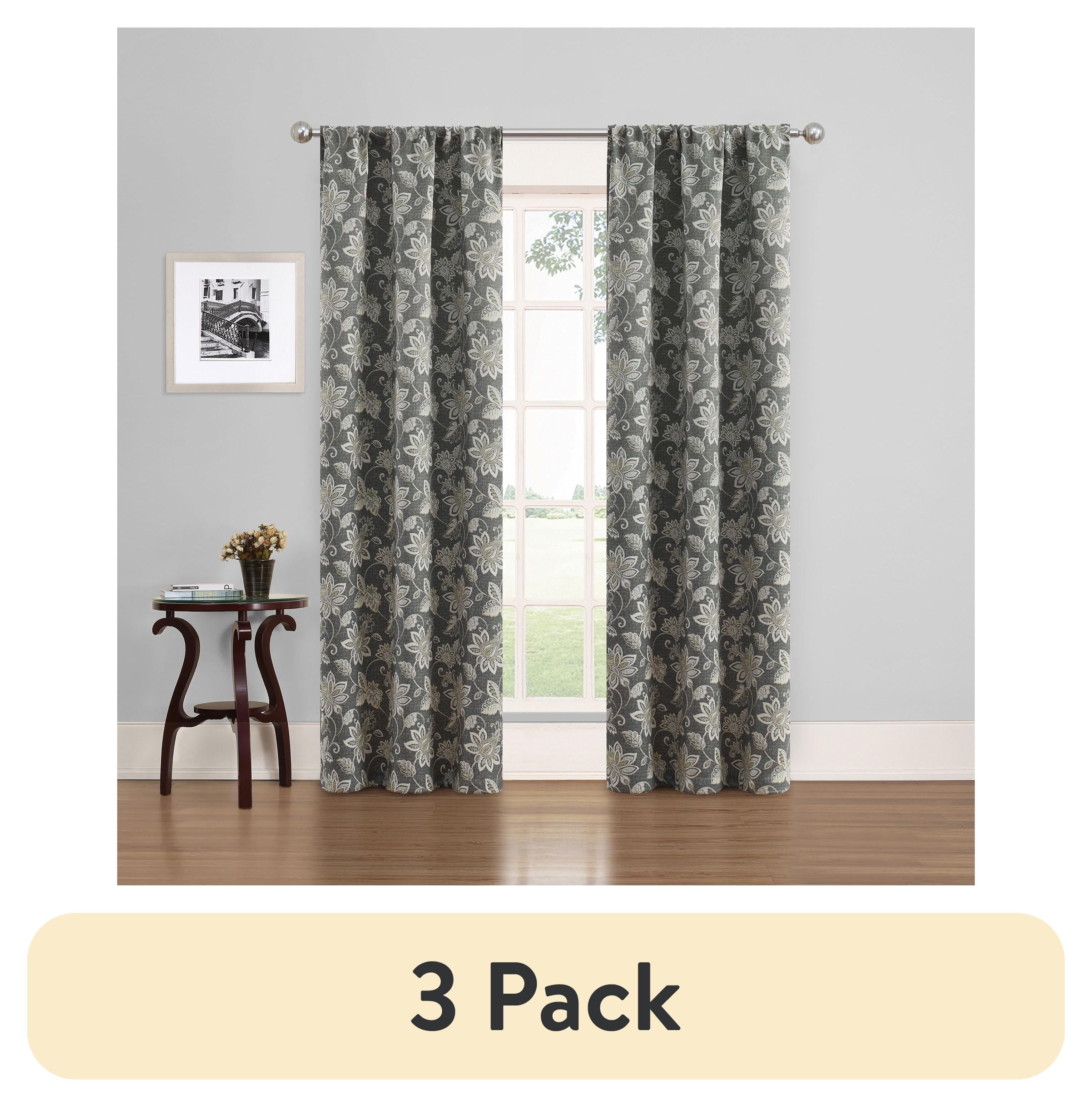(3 pack) Eclipse Phoenix Solid Blackout Curtains, Set of 2, 84 Inch Long Blackout Curtains, 37"W x 84"L, Grey