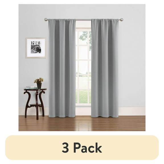 (3 pack) Eclipse Phoenix Solid Blackout Curtains, 84 Inch Long, Set of 2, Smoke, 37" W x 84" L