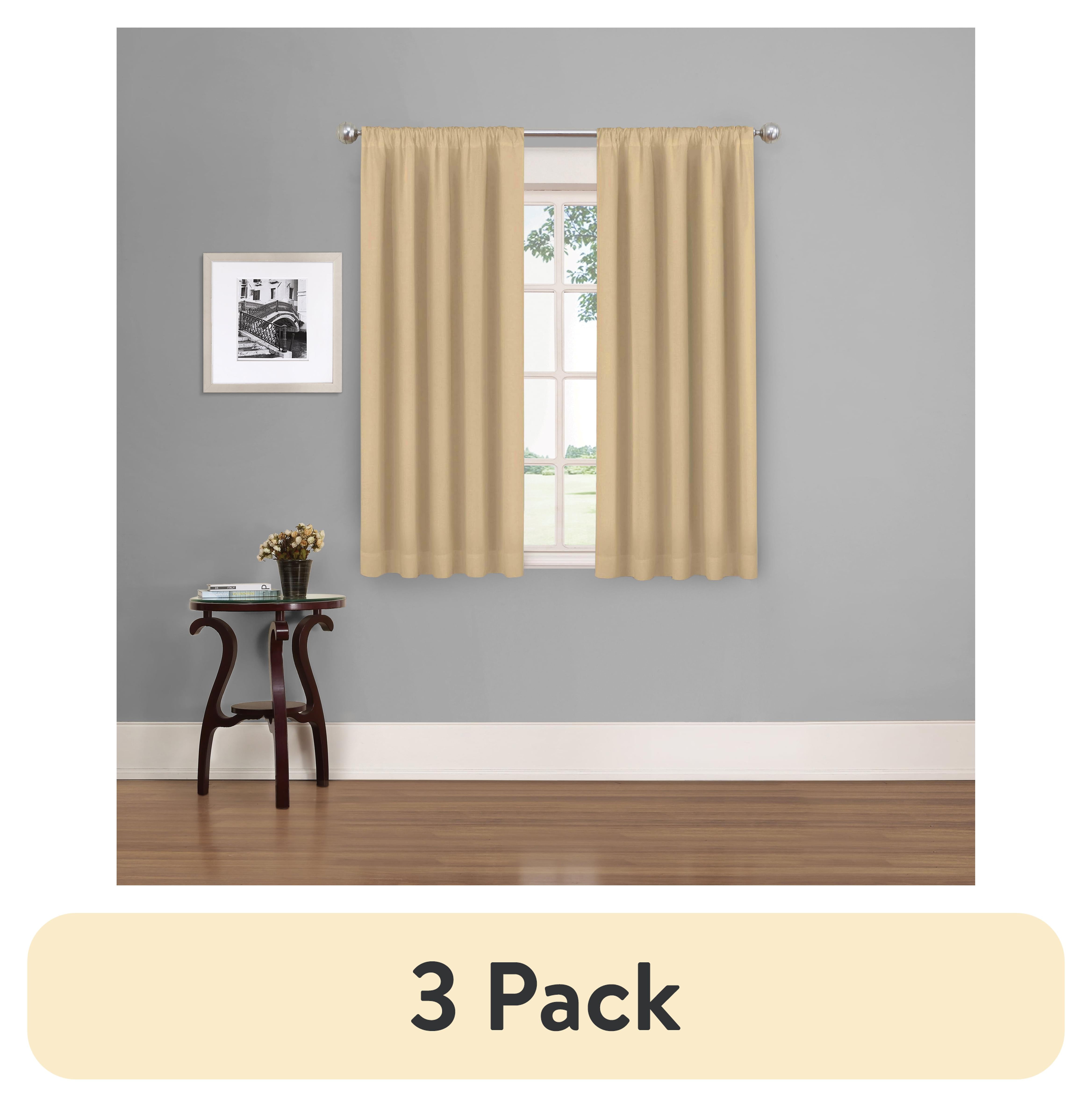 (3 pack) Eclipse Phoenix Solid Blackout Curtains, 63 Inch Long, Set of 2, Wheat, 37" W x 63" L