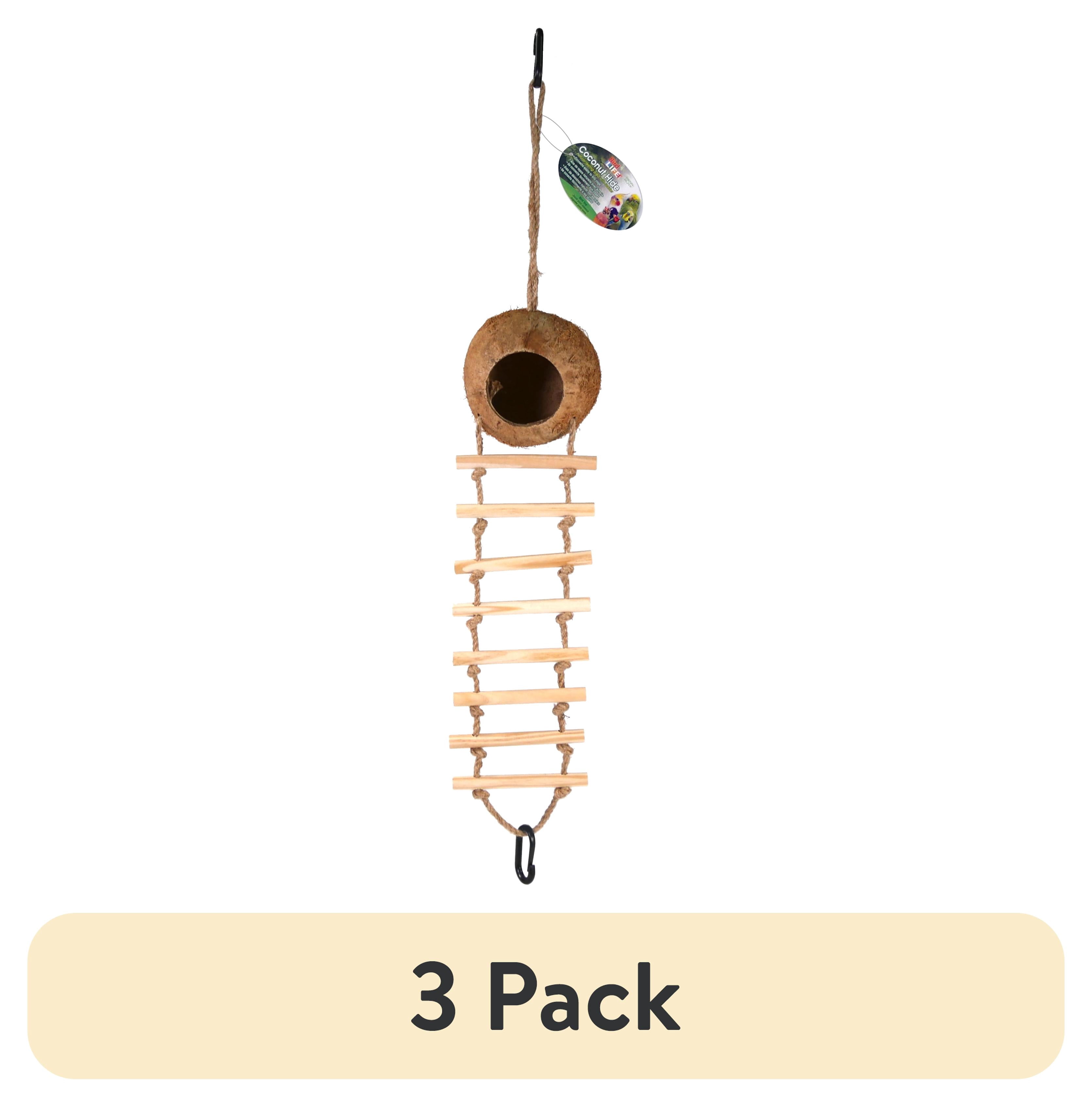(3 pack) Eco-Friendly Coconut Hide Birdhouse with Ladder by Penn-Plax