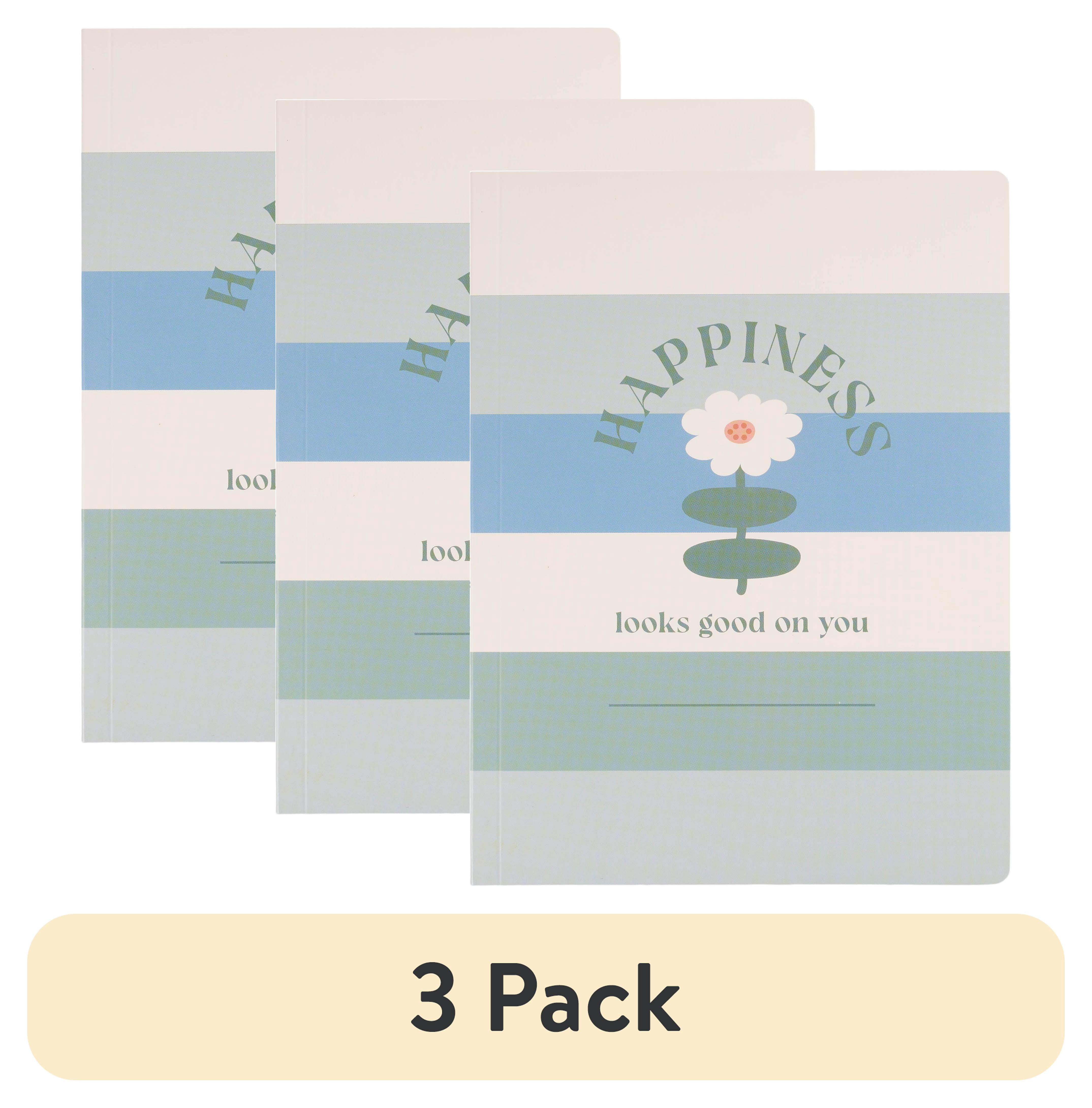 (3 pack) Ecokind by U Style Softcover 6” x 8” Journal, 80 Sheets, Happy Flower