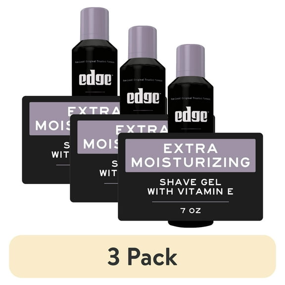 (3 pack) Edge Extra Moisturizing Shave Gel for Men with Vitamin E, Fresh Scent, 7 oz