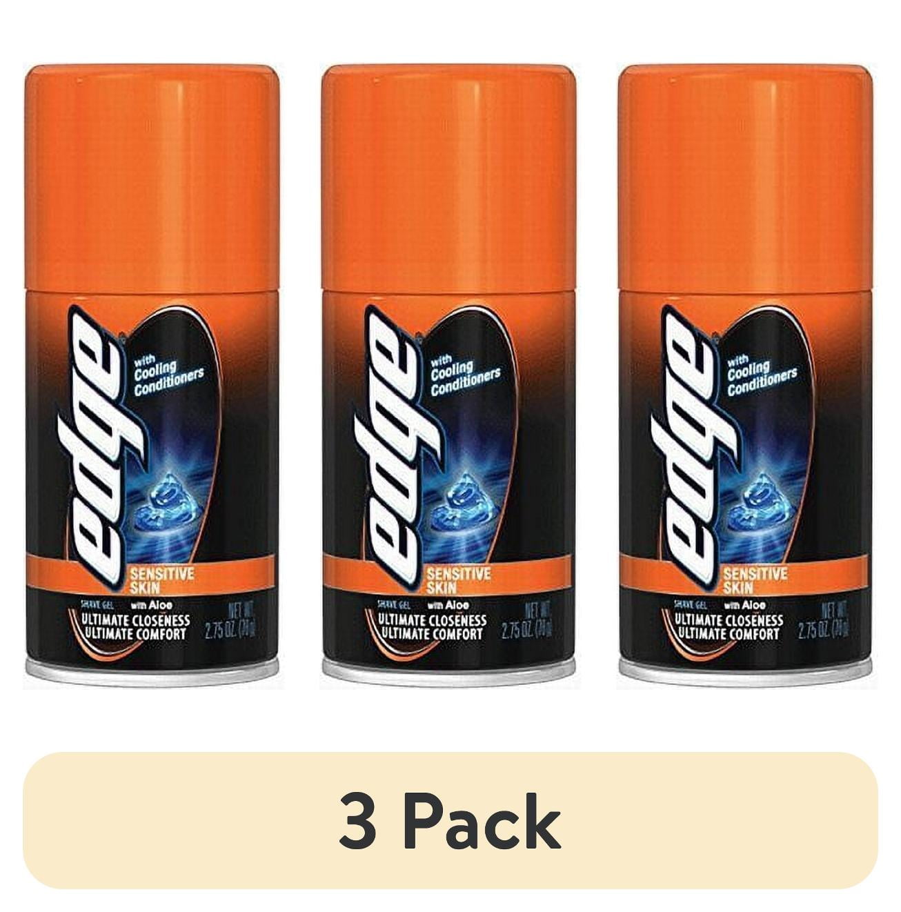 3 pack) Edge Sensitive Skin Shave Gel, Travel Size - 2.75 oz