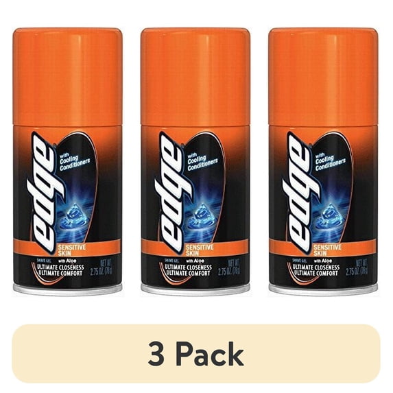 (3 pack) Edge Sensitive Skin Shave Gel, Travel Size - 2.75 oz