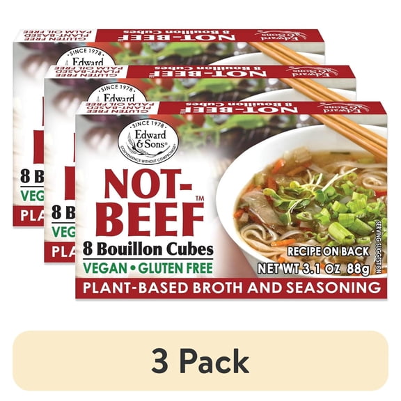 (3 pack) Edward & Sons Not-Beef Bouillon Cubes, 3.1 Ounce Boxes