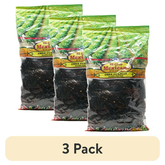 (3 pack) El Club Mexicano Whole Dried Guajillo Chilies (1 lb Package)