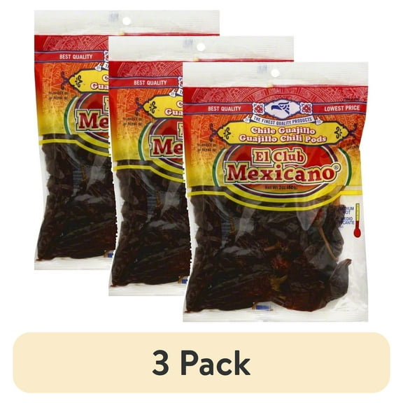 (3 pack) El Club Mexicano Guajillo Chili Pods, 3 oz