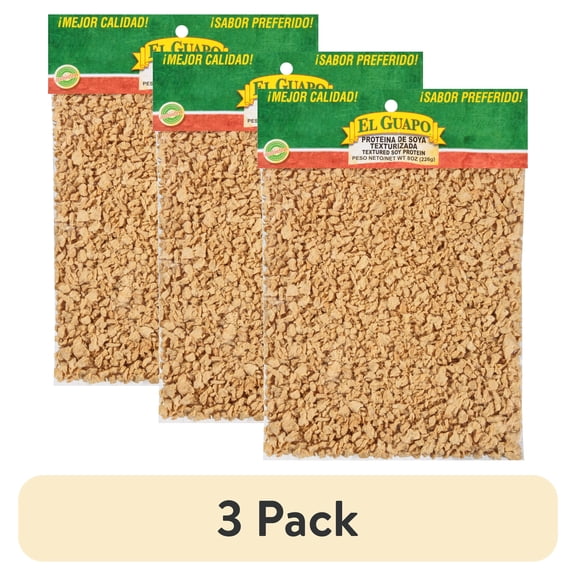 (3 pack) El Guapo Textured Soy Protein, 8.0 oz Bag