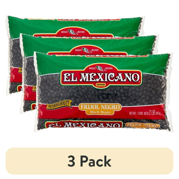 (3 pack) El Mexicano Black Beans, 2 lb Bag