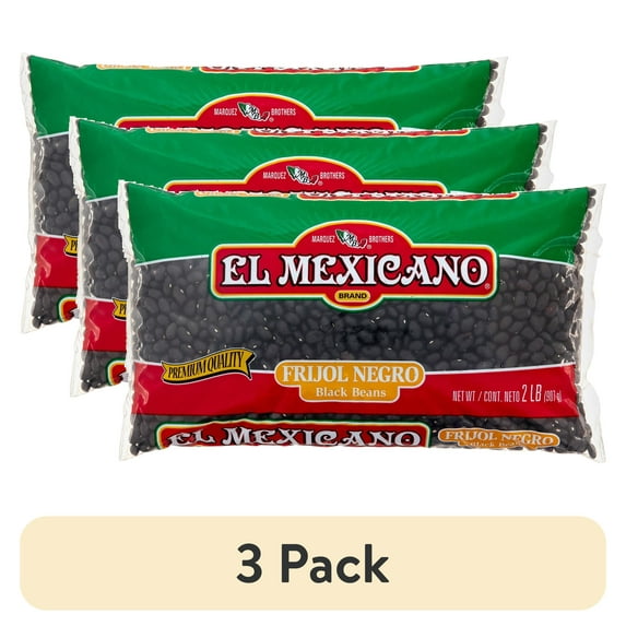 (3 pack) El Mexicano Black Beans, 2 lb Bag