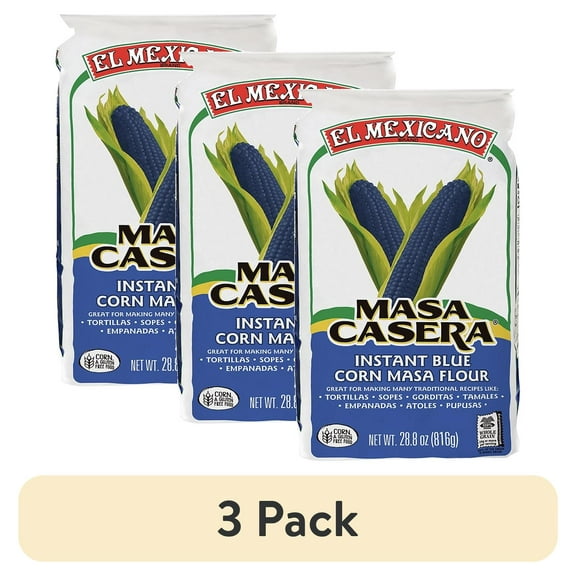 (3 pack) El Mexicano Masa Casera, Instant Blue Corn Flour, 28.8 oz