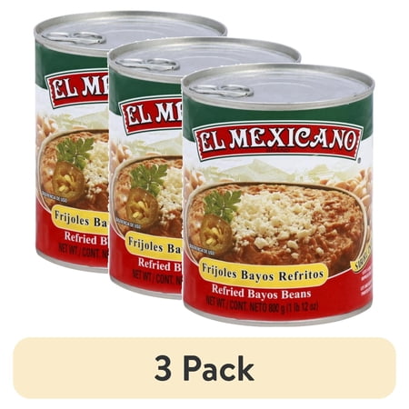 (3 pack) El Mexicano Refried Beans, Frijoles Bayos Refritos, 28 oz Can