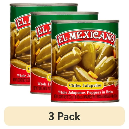 (3 pack) El Mexicano Whole Jalapeno Peppers, 27 oz Can