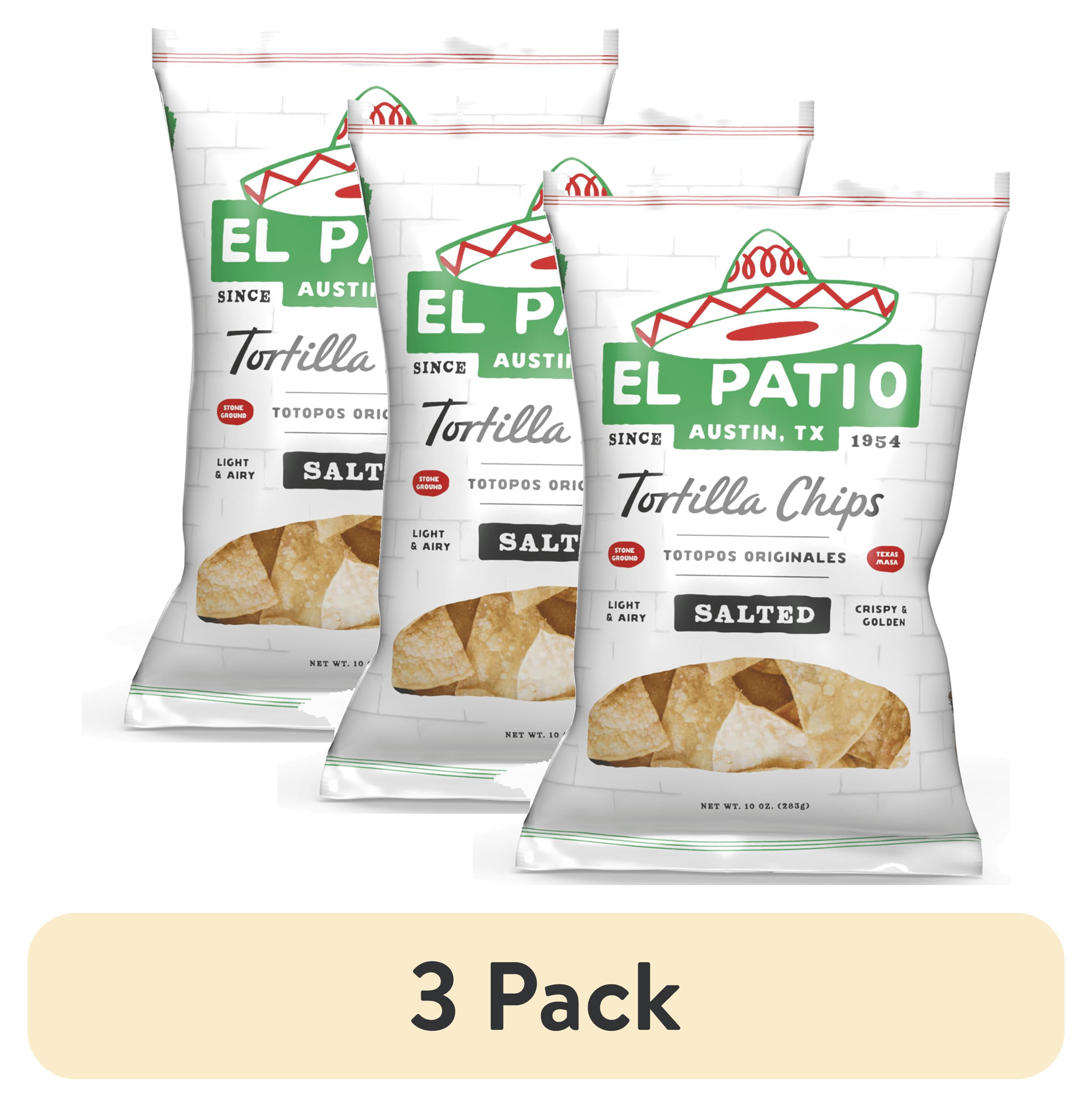 (3 pack) El Patio Salted Tortilla Chips, 10 oz Bag, Austin, Texas