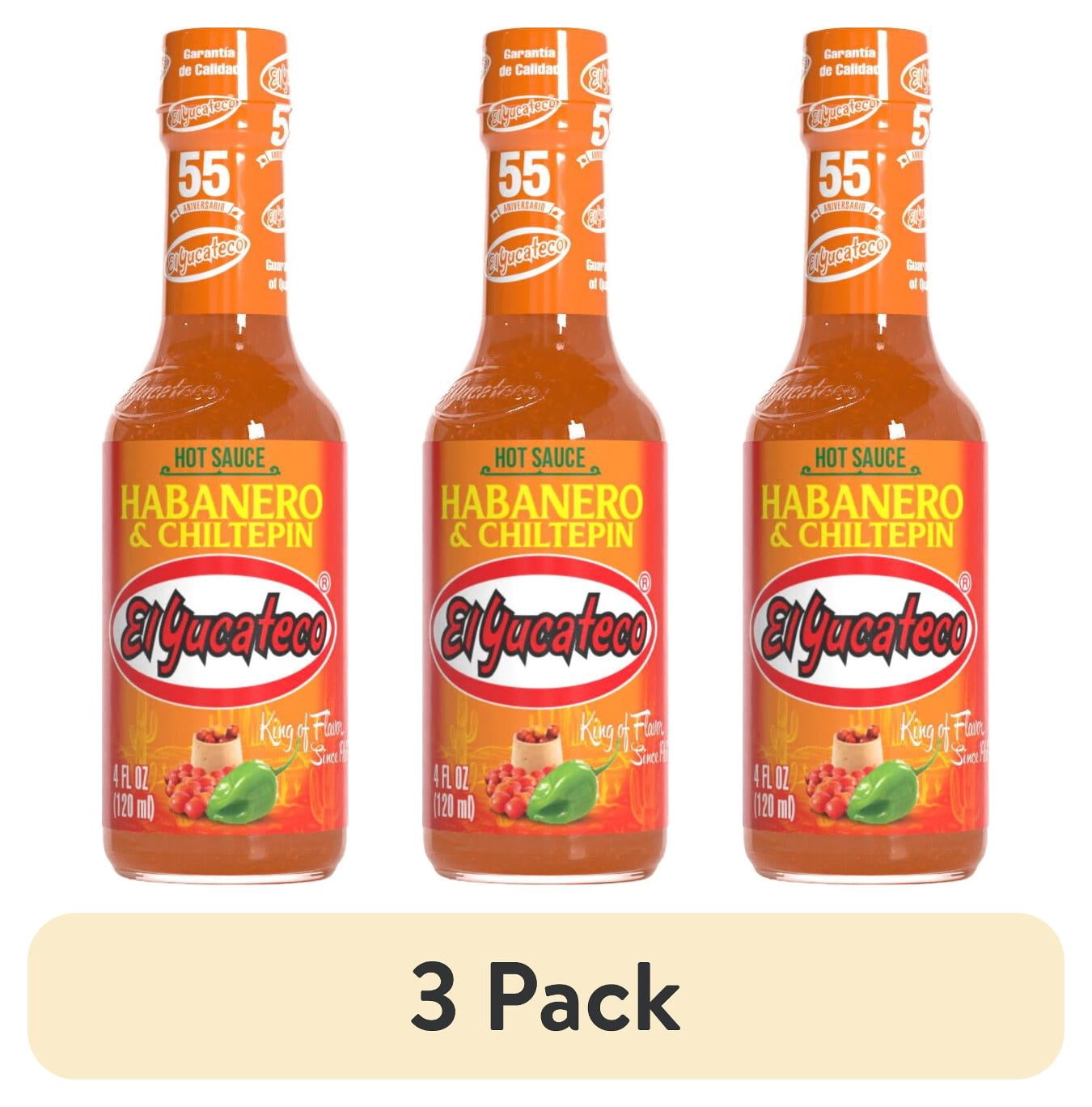 (3 pack) El Yucateco Habanero Chiltepin Hot Sauce, 4 Fluid oz