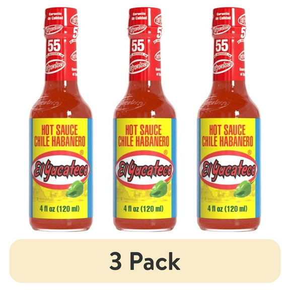 (3 pack) El Yucateco Habanero Red Hot Sauce, 4 fl oz, Allergens Not Contained