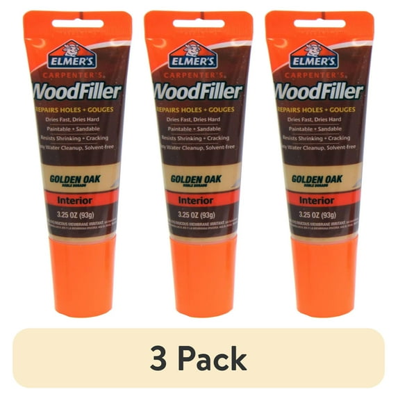 (3 pack) Elmer's Carpenter's Wood Filler, Golden Oak, 3.25 oz, 1 Count