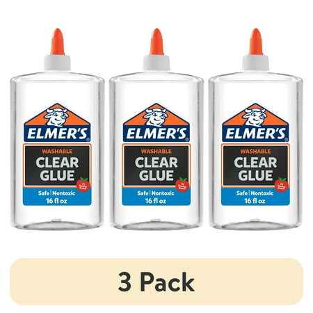 (3 pack) Elmer's Liquid School Glue, Clear, Washable, 16 Ounces, 1 Count