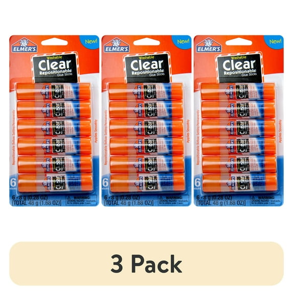(3 pack) Elmer's Non Toxic Clear Glue Sticks, 6 Count