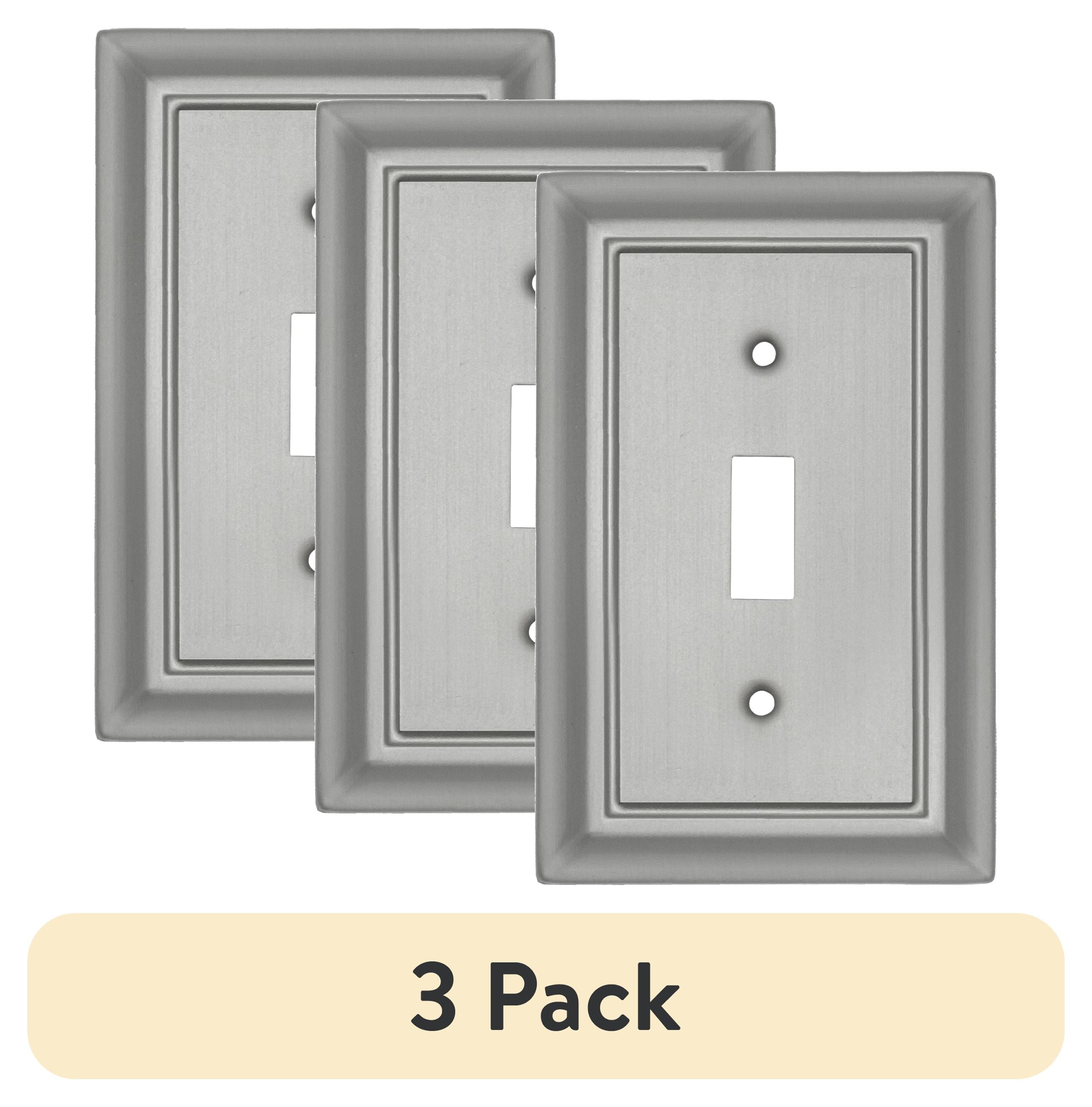 (3 pack) Elumina 150TNNB Sydney Satin Nickel Steel 1 Toggle Standard 5 in. Tall Wallplate