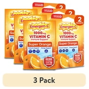 3 pack  Emergen-C 1000 Mg Vitamin C Powder for Immune Support, Super Orange Flavor - 2 Count