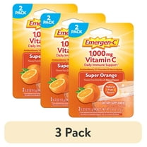 (3 pack) Emergen-C 1000mg Vitamin C Powder, with Antioxidants, B Vitamins and Electrolytes for Immune Support, Caffeine Free Vitamin C Supplement Fizzy Drink Mix, Super Orange Flavor - 72 Count