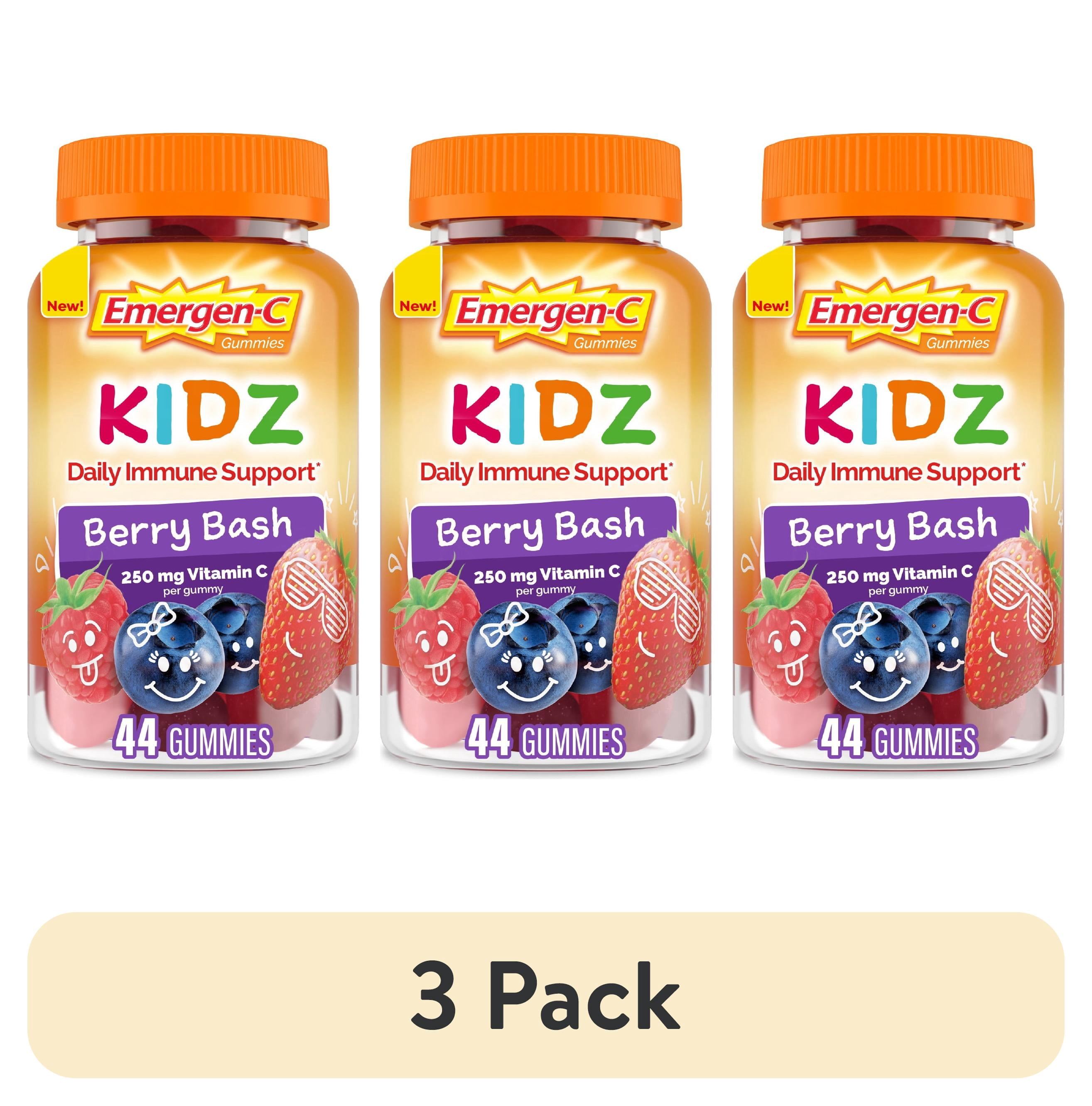 (3 pack) Emergen-C Kidz Daily Immune Support  Dietary Supplements With Vitamin C, Berry Bash, Back to School Essentials - 44 Count