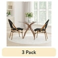 thumbnail image 1 of (3 pack) Emma + Oliver Set of Two Indoor/Outdoor Stacking Bistro Style Chairs with Black Textilene Seat and Bamboo Finished Metal Frame, 1 of 13