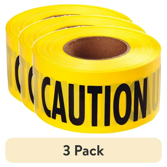 (3 pack) Empire Caution Barricade Tape, "Caution" Text, 3" x 1000ft, Yellow/Black -EML771001
