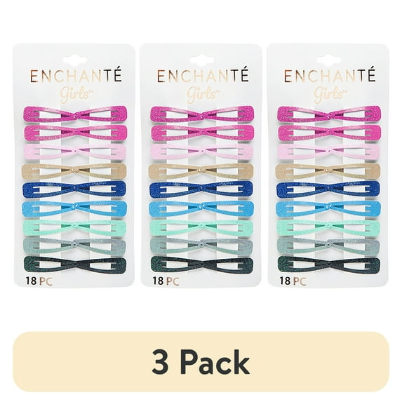 (3 pack) Enchante Accessories Kids - 18PC Glitter Snap Clips