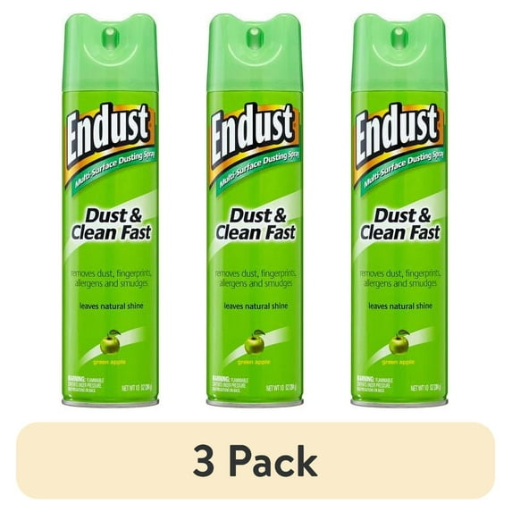 (3 pack) Endust Multi-Surface Dusting & Cleaning Spray, Green Apple Scent, 10 oz Furniture Polish Spray