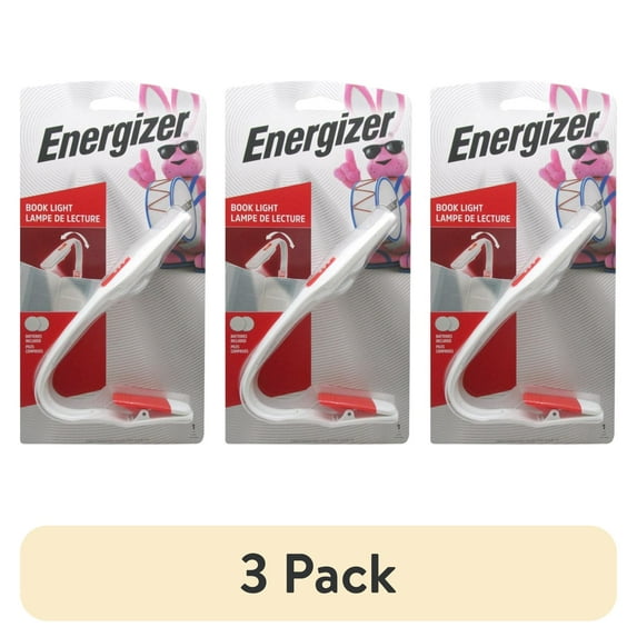 (3 pack) Energizer Clip on Book Light for Reading in Bed, LED Reading Light for Books and Kindles, 25 Hour Run Time, Kindle Reading Lamp, White