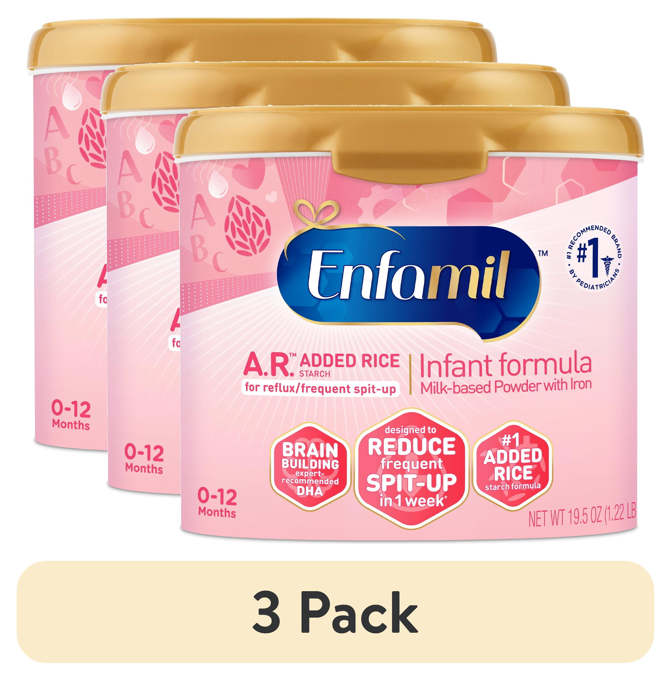 3 pack) Enfamil A.R. Powder Baby Formula, Designed to Reduce