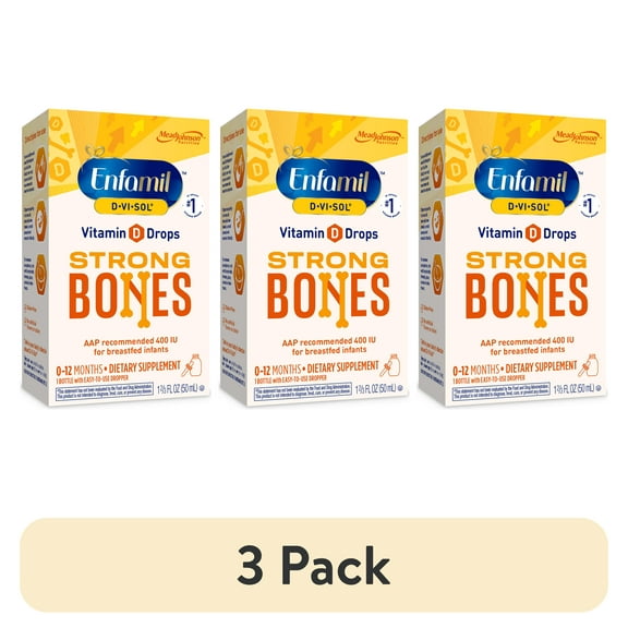 (3 pack) Enfamil Baby Vitamin D-Vi-Sol Liquid Vitamin D Drops, Supports Strong Teeth & Bone Development, 50mL Bottle