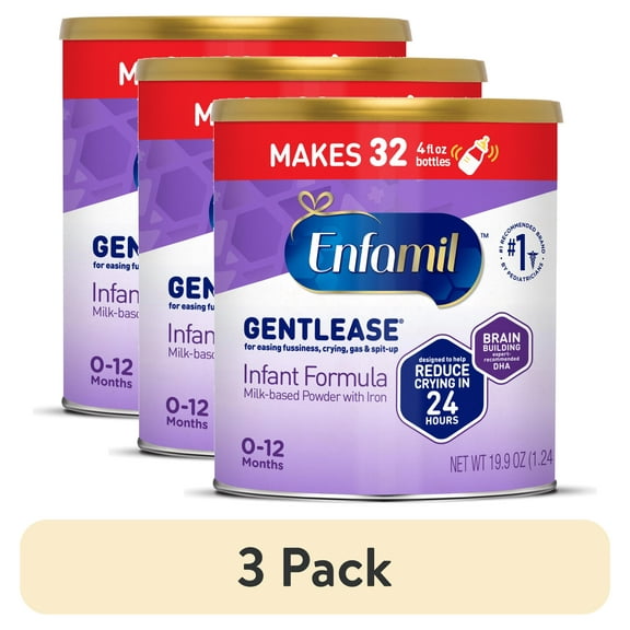 (3 pack) Enfamil Gentlease Easy to Digest Baby Formula for Easing Fussiness, Gas, Spit-up, 19.9 Oz Can
