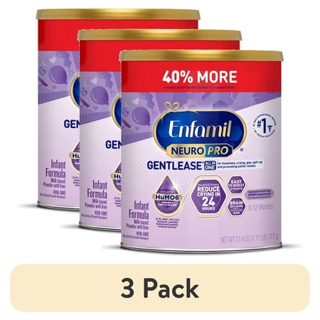 (3 pack) Enfamil NeuroPro Gentlease Baby Formula for Easing Fussiness, Gas, Spit-up in 24 Hrs, 27.4 oz Can