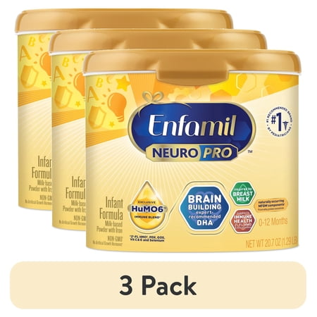 (3 pack) Enfamil NeuroPro Baby Formula, Brain Building Duo DHA & MFGM, Infant Formula Powder 20.7 oz