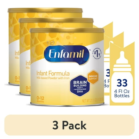(3 pack) Enfamil Infant Powder Baby Formula with Iron, 21.1 oz Can