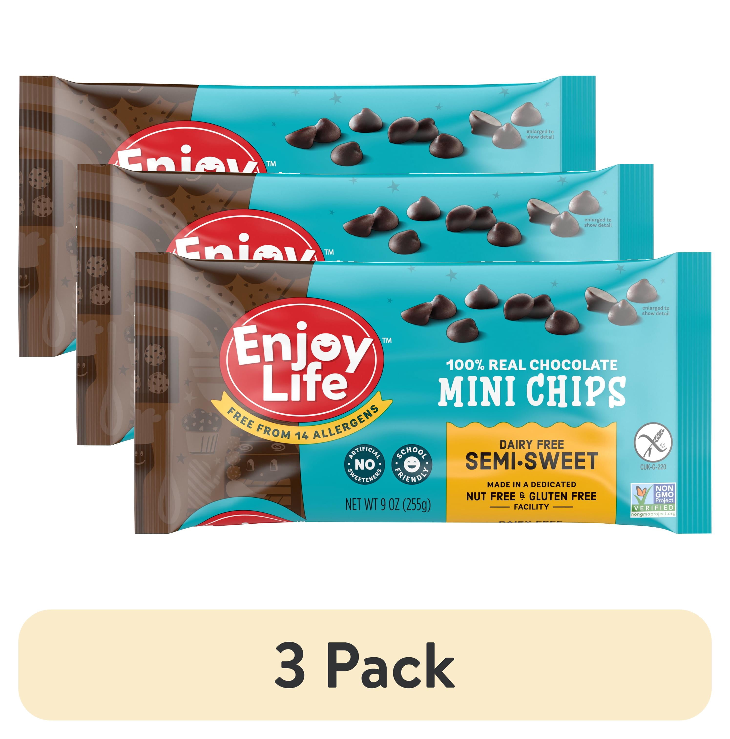 (3 pack) Enjoy Life Semi-Sweet Mini Chips, Dairy Free Chocolate Chips, 9 oz